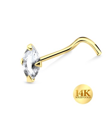 14K Gold Pear Shapes Stone Nose Stud 14KY-NSKB-160